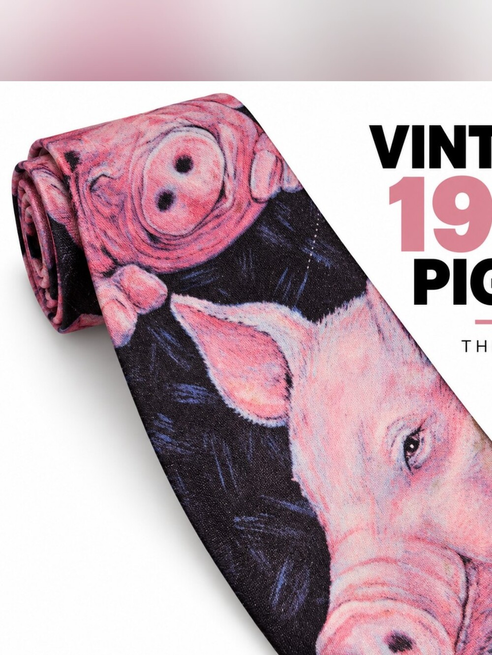 Ralph Marlin Pink Pig Print Kids Tie